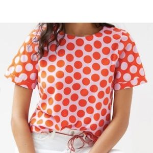 Anthropologie Maeve Women Big Polka Dot Top Size S Short Sleeve T-Shirt
